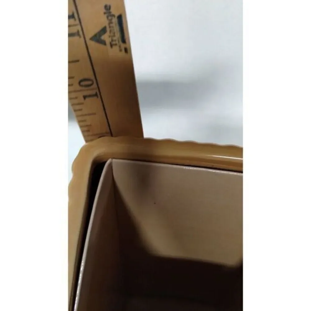 Oneida Ceramic‎ Utensil Holder Bamboo Design Kitchen Organizer Tan Brown